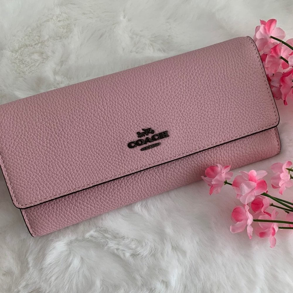 🎀Coach Soft Trifold Wallet Aurora Pink🎀